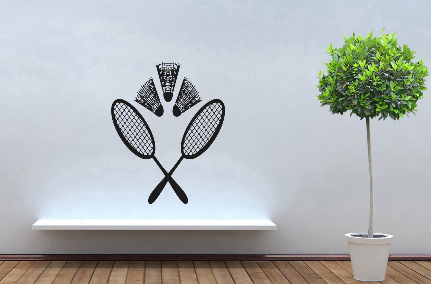 Wall Decor Vinyl Decal Sticker Sport Badminton Shuttlestock tz2136