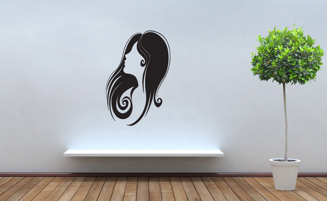 Wall Decor Vinyl Decal Sticker Beautiful Girl Face Salon Hair tz491