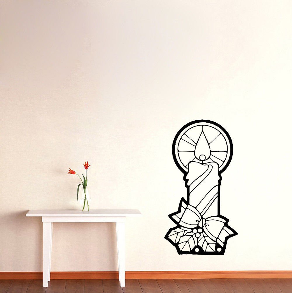 Wall Decor Vinyl Decal Sticker ELEGANT CANDLE BOW DA656