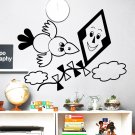 Wall Decal Bird Kite Flying Clouds Art Decals Nursery Room Decor Sticker AM46