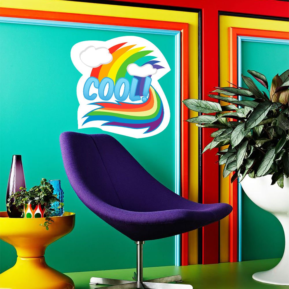 Cool Lettering Logo Rainbow Full Color Wall Decal Sticker AN-693 FRST