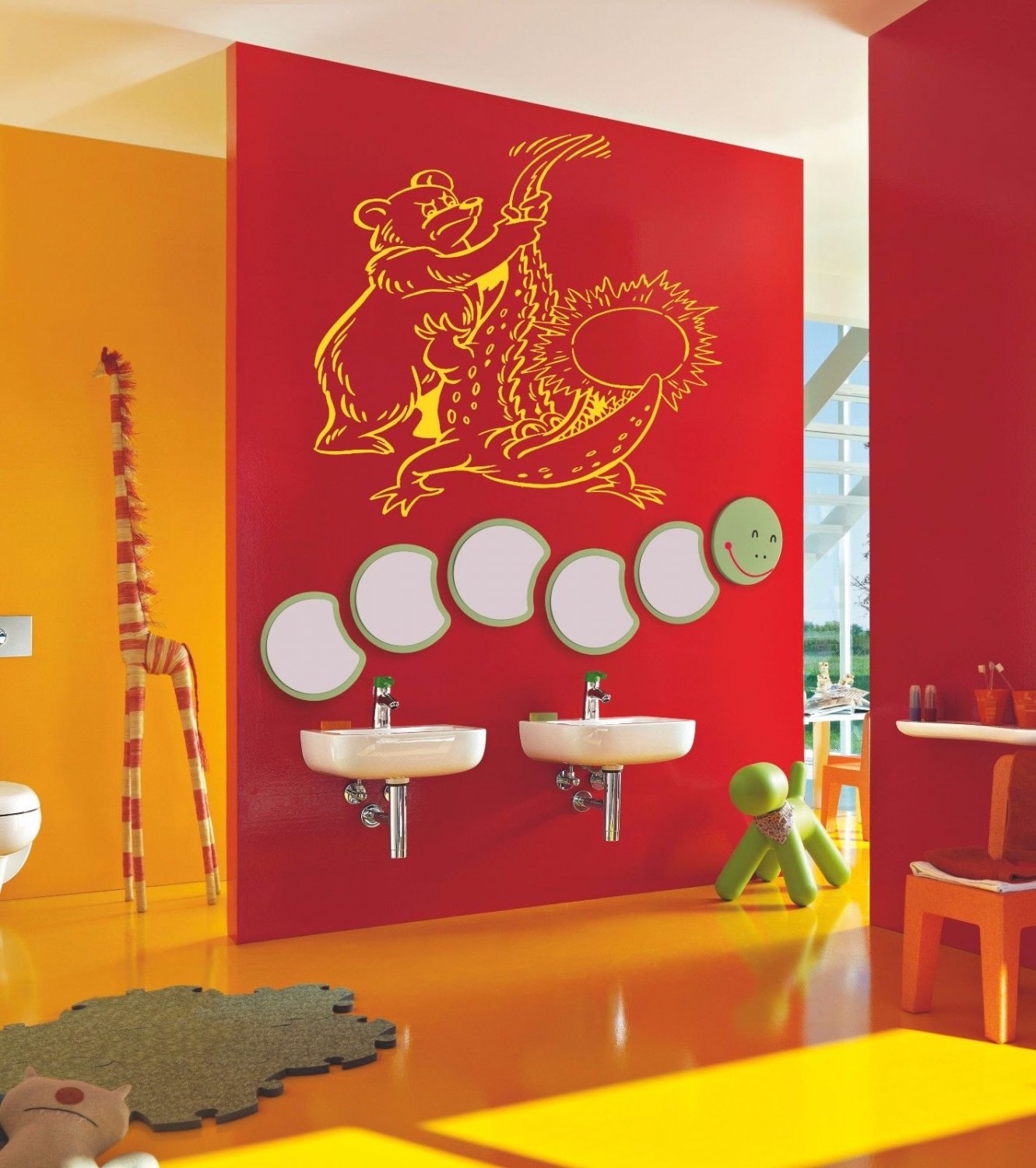 Animal alligator crocodile bear the sun Stylish Wall Art Sticker Decal 10029