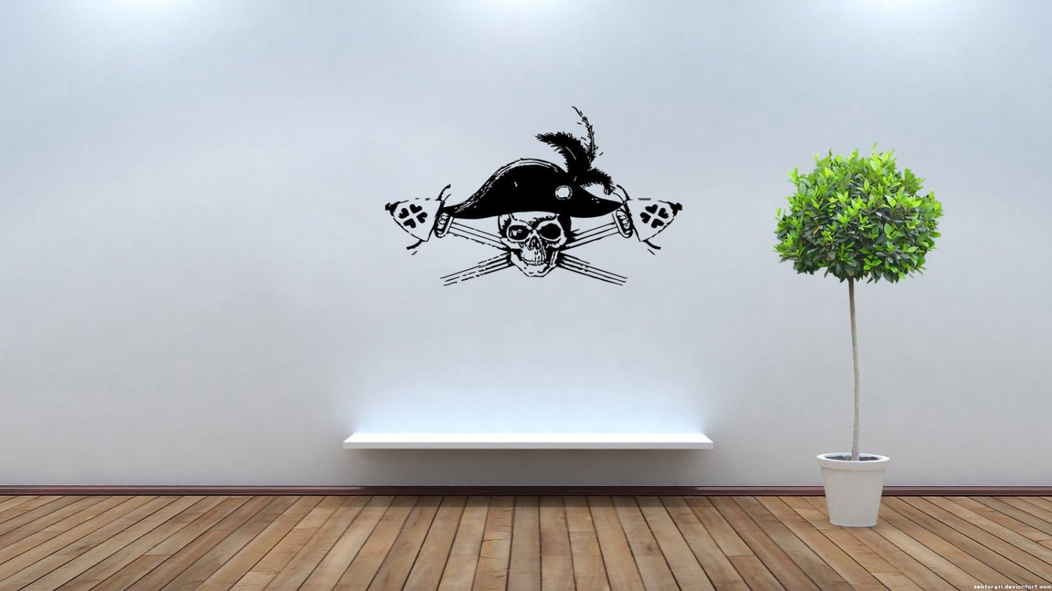 Wall Decor Vinyl Decal Sticker Pirate Skull tz182