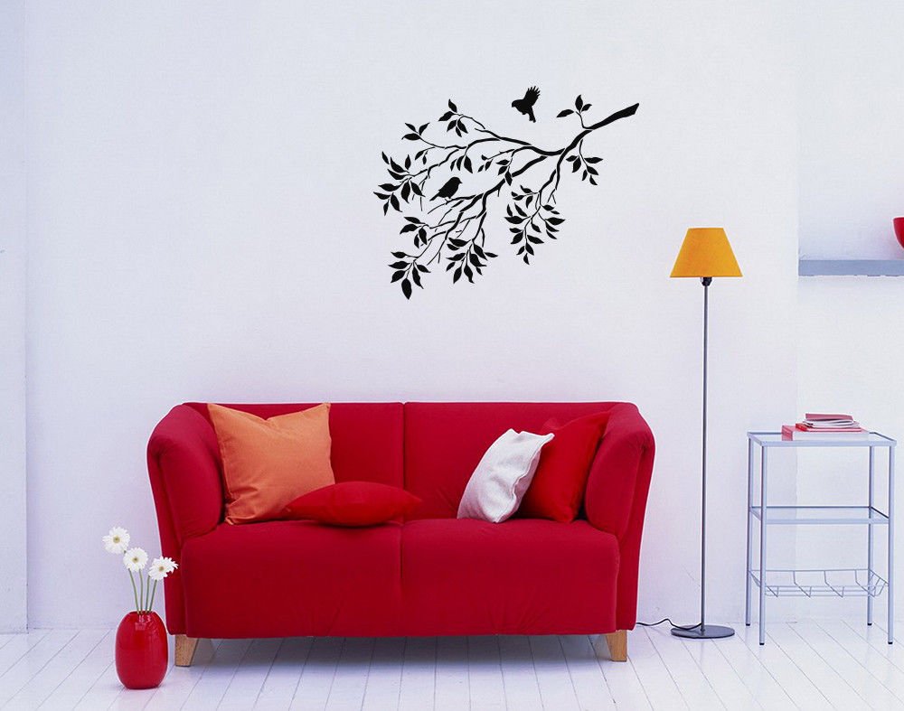 Wall Decor Vinyl Decal Sticker DECIDUOUS TREE OF BIRDS DA577