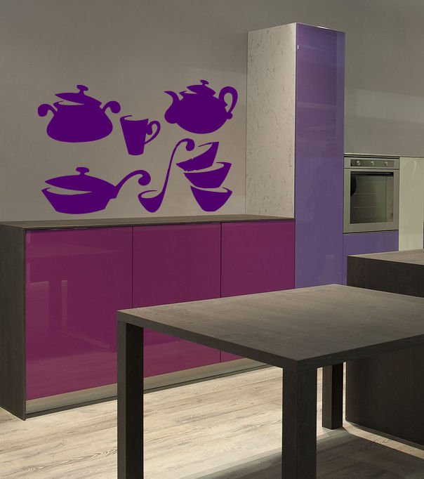 Kitchen Cooking pan soup ladle dishes Kids Stylish Wall Art Sticker Decal 9615-2