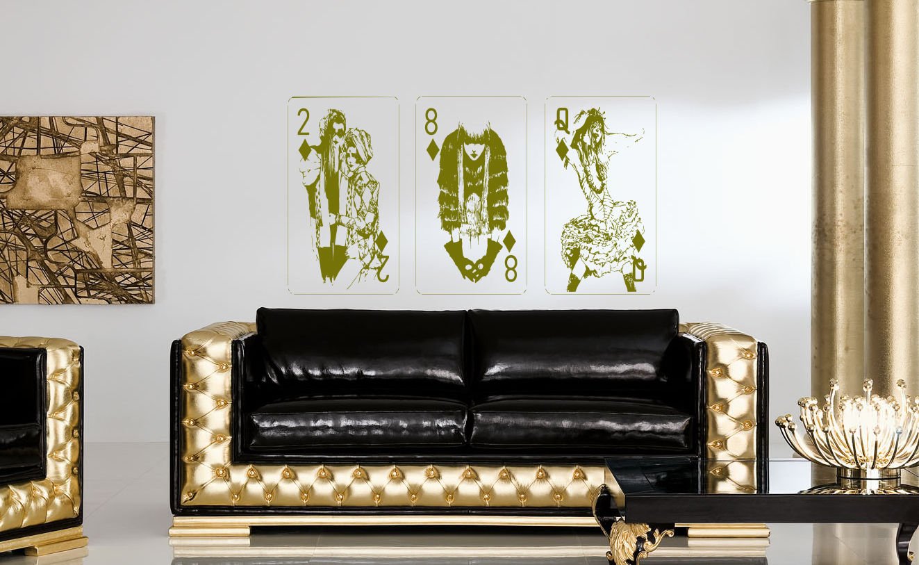 Playing card 2 lady 8 color diamonds Room Stylish Wall Art Sticker Decal 9854