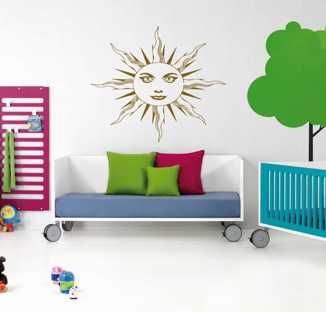 Shine the sun face eyes Kids Room Children Stylish Wall Art Sticker Decal 10065