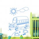 Wall Decal Transport School Bus Sun Decals Kids Nursery Room Sticker Murals AM37