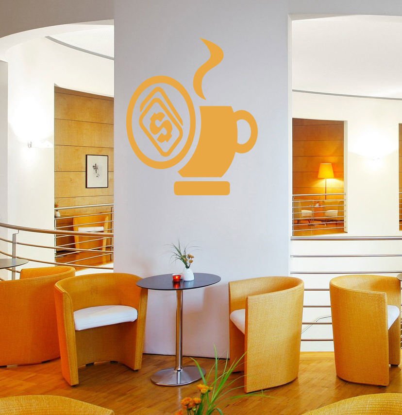 Restaurant Cafe Bar coffee Tea money dollars Stylish Wall Art Sticker Decal 8724