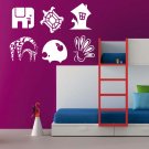Animals snail elephant turtle urchin Room Stylish Wall Art Sticker Decal 8850