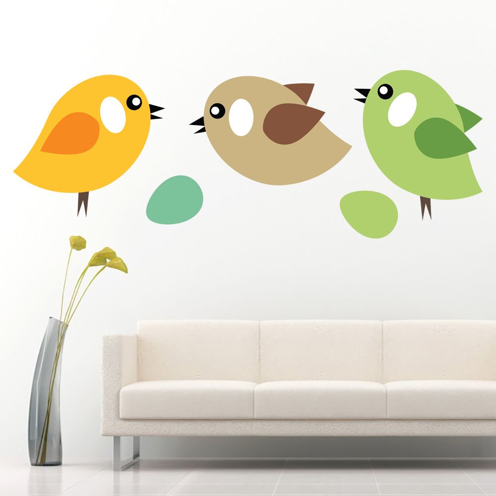 Птички для оформления группы. Наклейки на стену цветные. Птички на стену. Птицы на стену декор. Декоративные птички на стену.