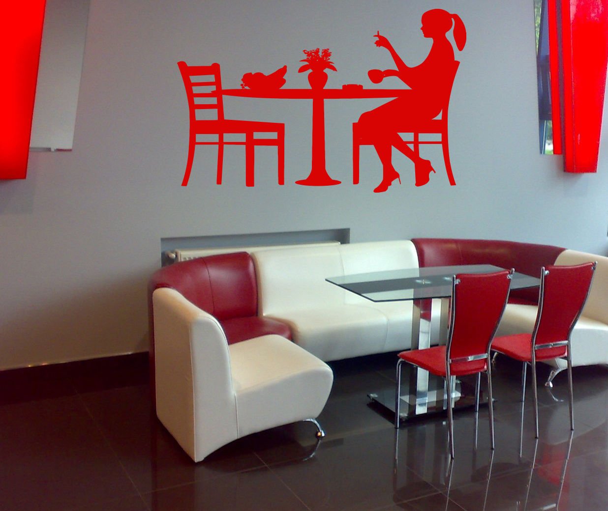 Restaurant Cafe Bar coffee Tea dollars Girl Stylish Wall Art Sticker Decal 8731