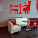 Restaurant Cafe Bar coffee Tea dollars Girl Stylish Wall Art Sticker Decal 8731