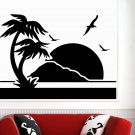 Wall Decal Palm Trees Sea Beach Decals Art Bathroom Decor Sticker Murals AM80