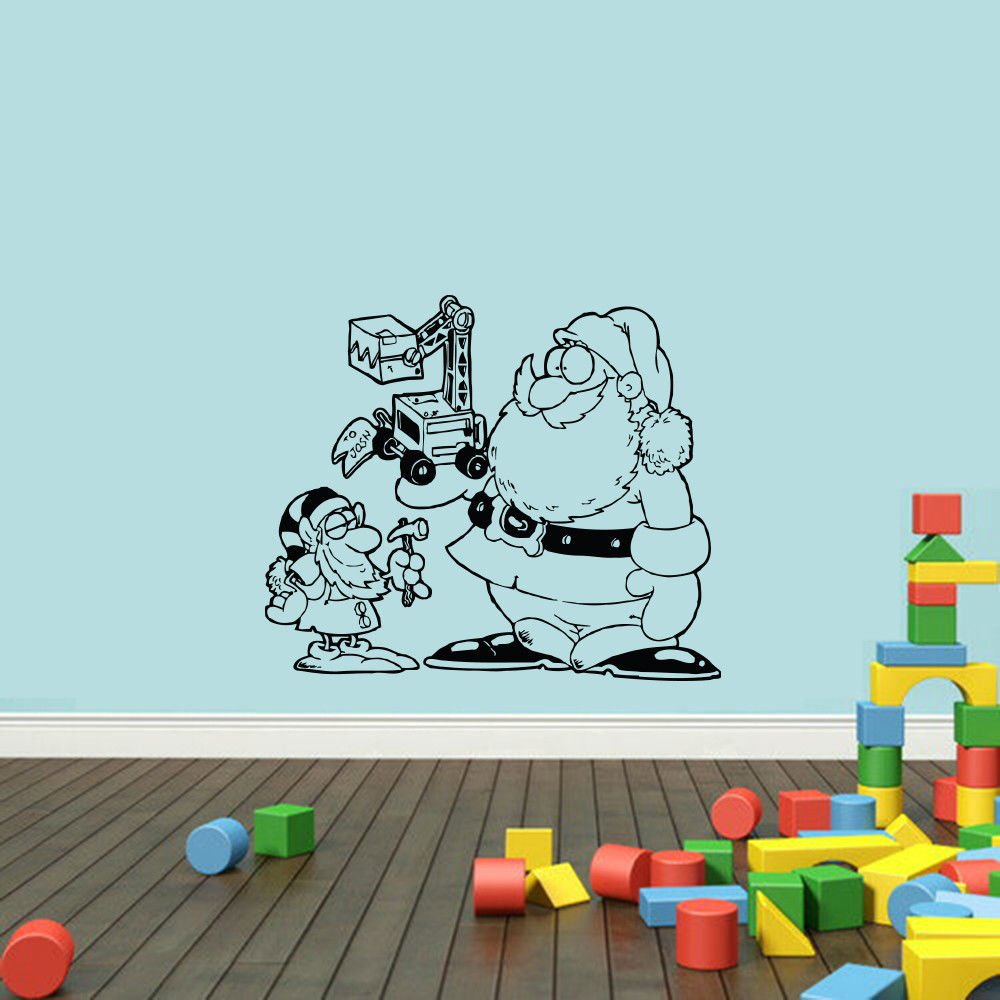Wall Decor Vinyl Decal Sticker SANTA CLAUS TRACTOR GNOME DA621
