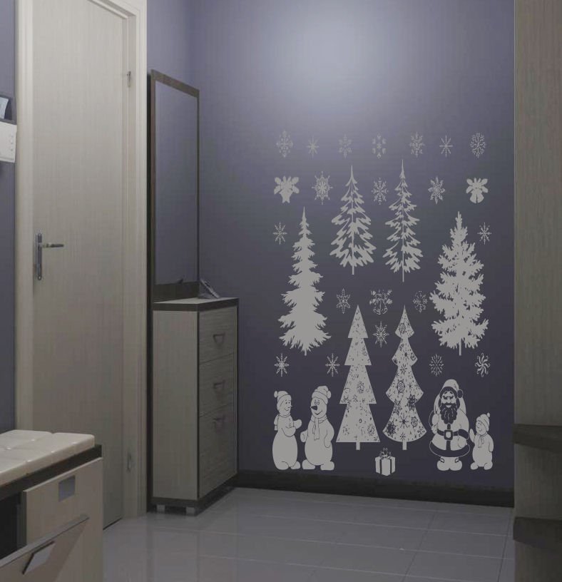 Merry Christmas New Year snowman snowflake Stylish Wall Art Sticker Decal 8897