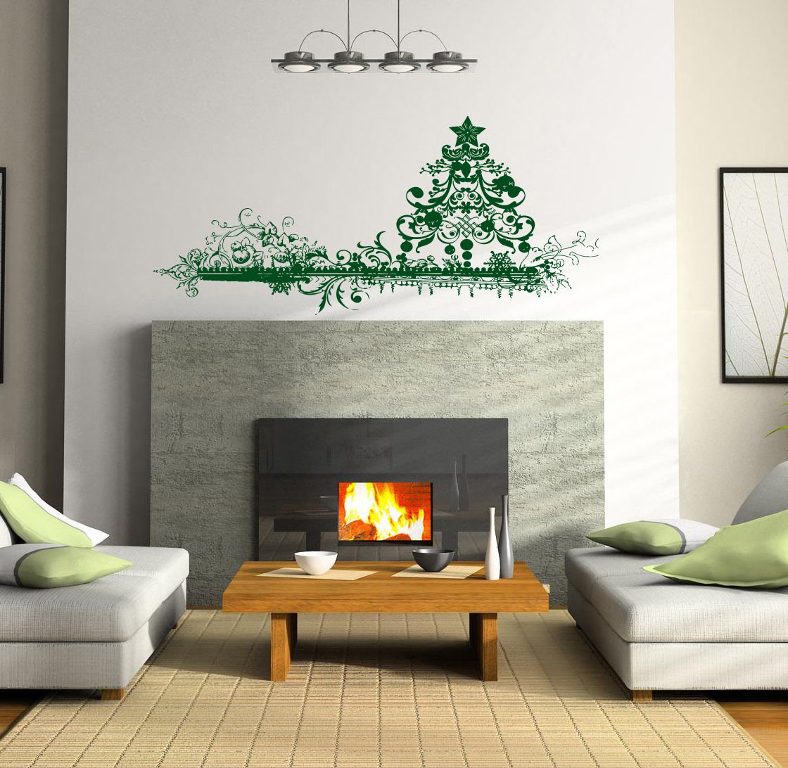 Merry Christmas fir-tree happy New Year toys Stylish Wall Art Sticker Decal 8899