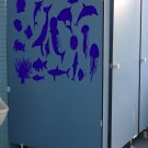 Marine residents dolphin a fish jellyfish Stylish Wall Art Sticker Decal 9756