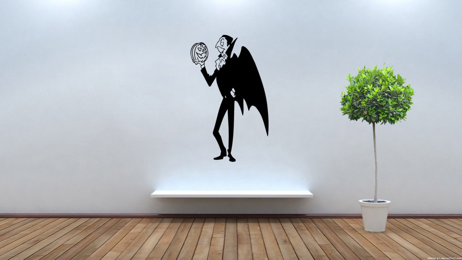 Wall Decor Vinyl Decal Funny Vampire With Pumkin tz139