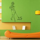 Wall Decor Vinyl Decal Sticker LADY IN SPECTACLES WITH A DOG DA553