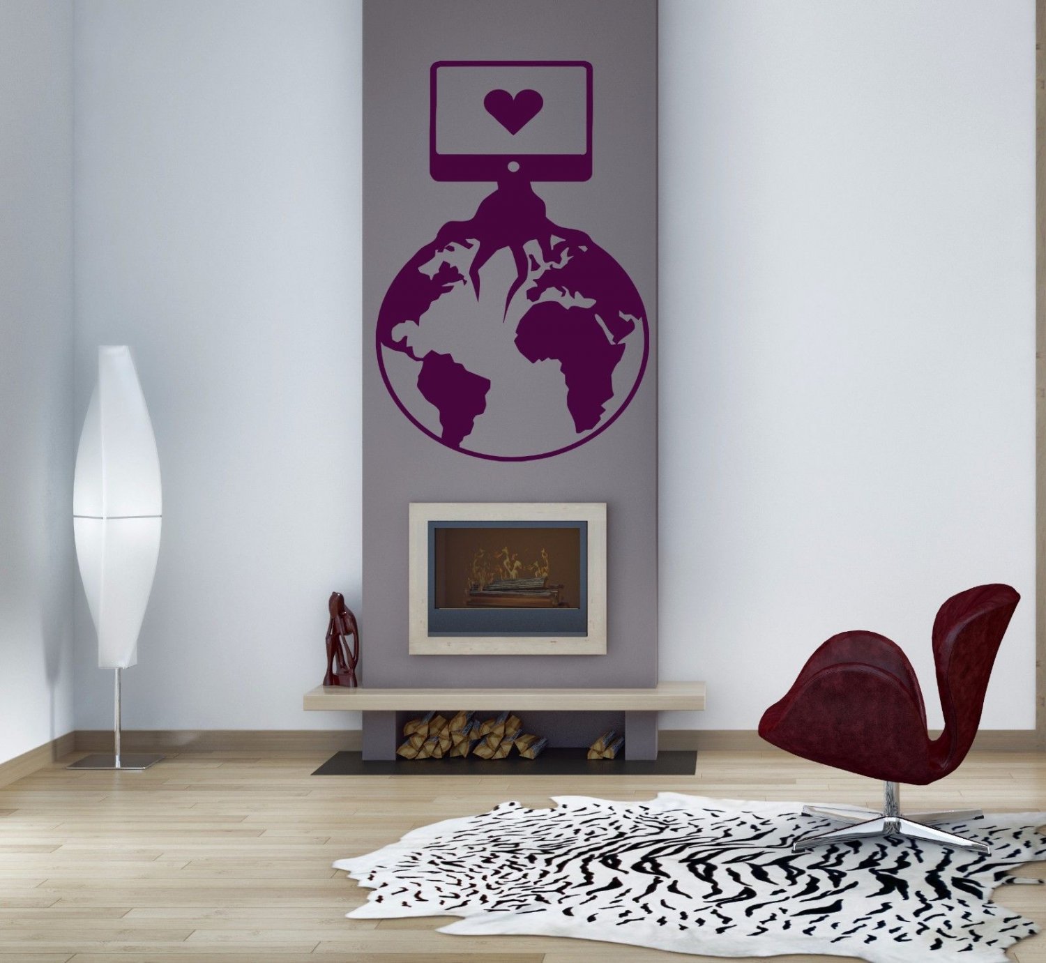 Notebook or Laptop Planet Earth a computer heart Wall Art Sticker Decal 10072