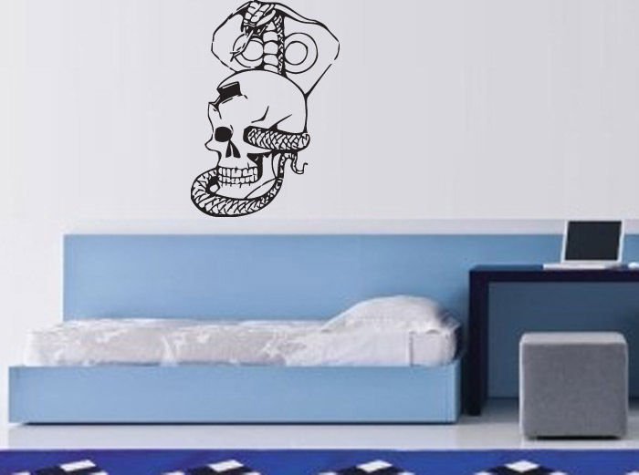 Wall Decor Vinyl Decal Sticker Skull With Snake tz488