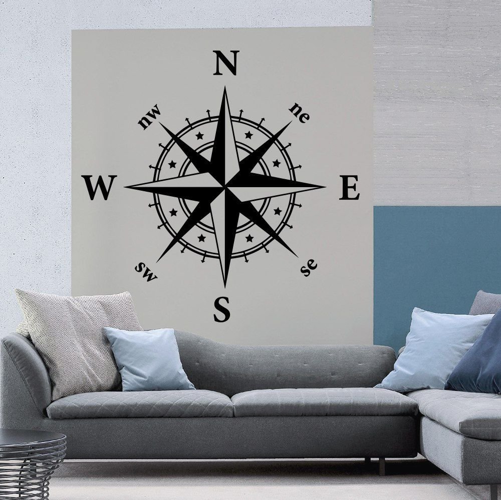 Compass Removable Wall Decal Wind Rose Kids Room Art Home Decor Vinyl Murals AM1
