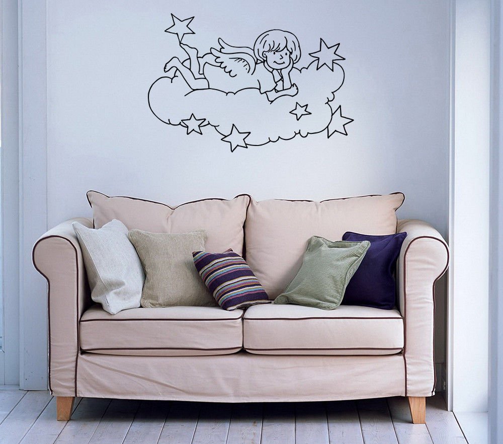 Wall Decor Vinyl Decal Sticker ANGEL ON A CLOUD STARS DA627