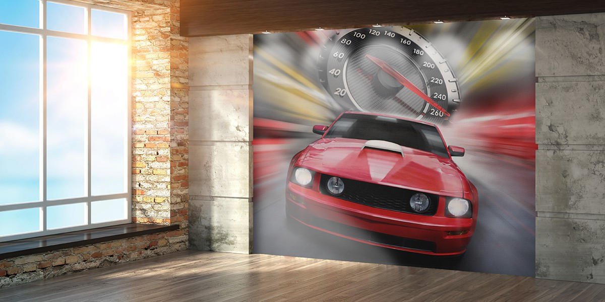 Speed, Ford Mustang,Mustang,Red car,Red car non woven wallpaper, photo wallpaper