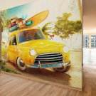 Surfing, Beach Life, Yellow car, car, Yellow carnon woven wallpaper