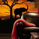 Sunset in Savanna, Africa, elephant, Animals, photo wallpaper, Wall mural