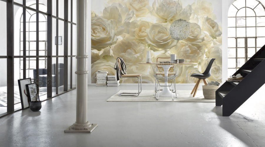 White roses , Flowers , White roses non woven wallpaper, photo wallpaper, Wall