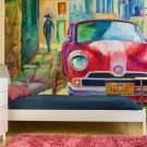 Painting Red car non woven wallpaper,children, car,photo wallpaper, Wall mural
