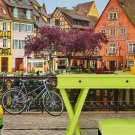 Street in Alsace non woven wallpaper, France, photo wallpaper, Wall mural