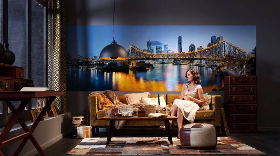 Australia Skyline Brisbane non woven wallpaper, city,Wall Design