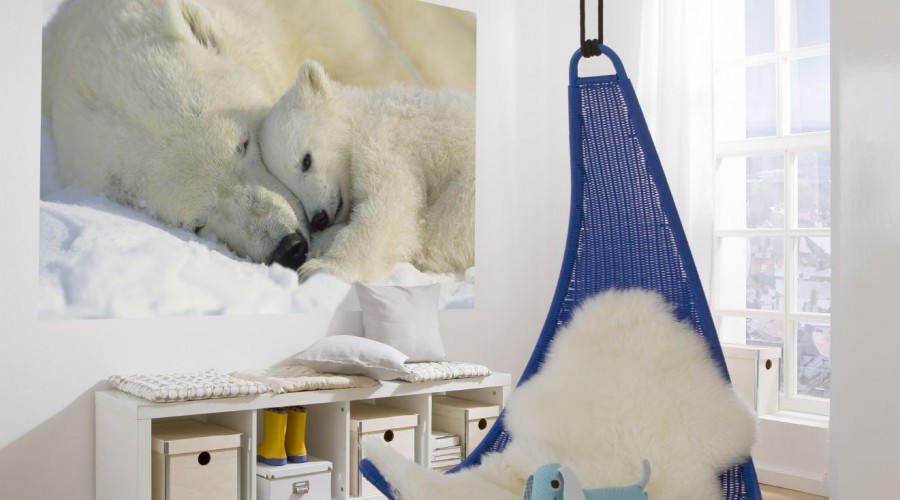 Nursery Room decor Polar bears, animals, north pole, photo non woven wallpaper