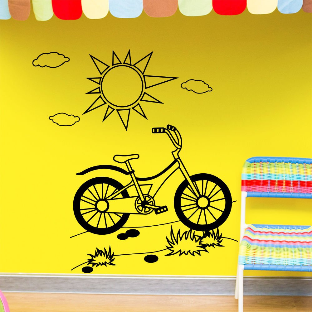 Wall Decal Bicycle Racing Road Bike Decals Kids Nursery Room Sticker Murals AM38