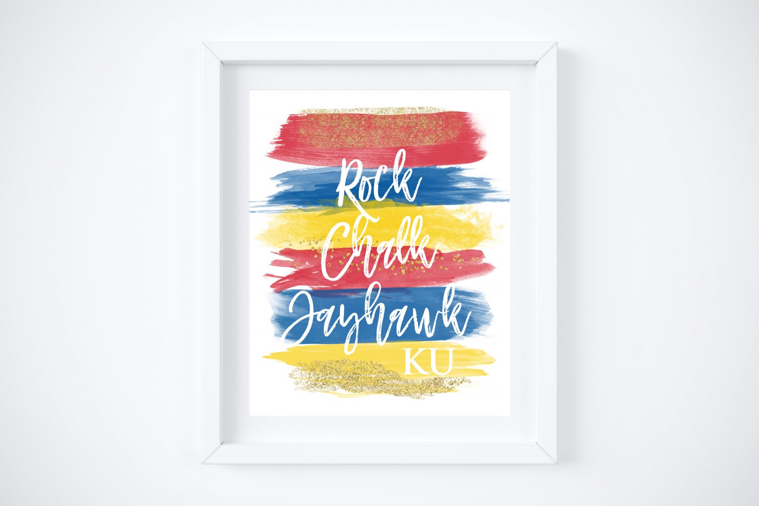 KU Jayhawk - Kansas University Watercolor Brush Art Print with Quote: 8" x 10"