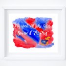 KU Jayhawk - Kansas University Watercolor Art Print with Quote: 10" x 8"
