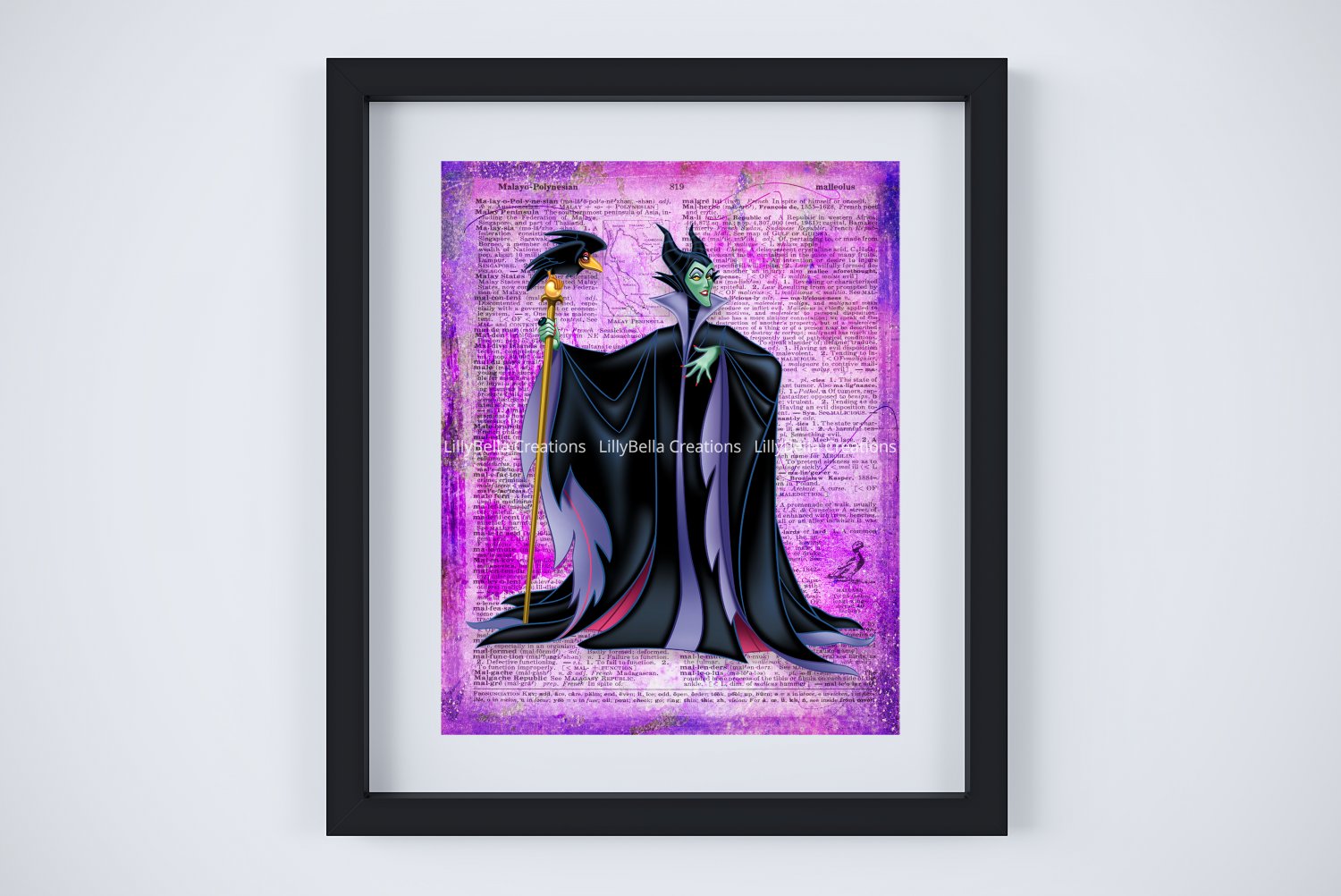 Maleficent ~ Sleeping Beauty Dictionary Digital Art Print ~ 8" x 10"