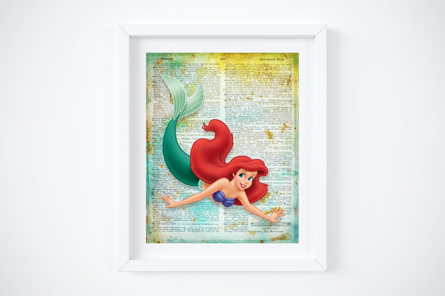 Ariel ~ The Little Mermaid Dictionary Digital Art Print ~ 8" x 10"