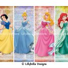 Disney Princesses ~ 12 Layered Digital Art Bookmarks ~ 2.5" x 7"