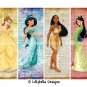 Disney Princesses ~ 12 Layered Digital Art Bookmarks ~ 2.5" x 7"