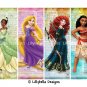 Disney Princesses ~ 12 Layered Digital Art Bookmarks ~ 2.5" x 7"