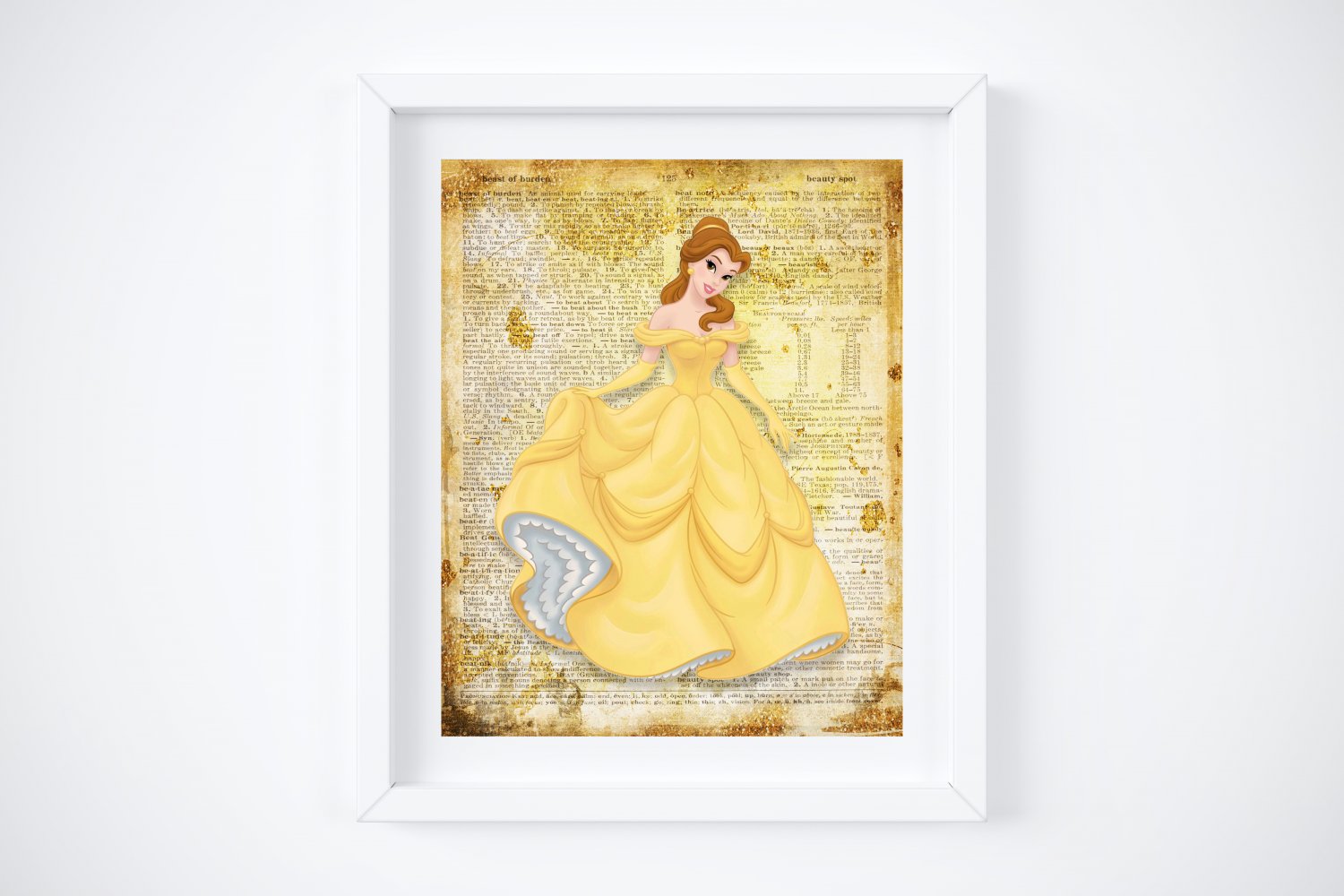 Belle ~ Beauty and the Beast Dictionary Digital Art Print ~ 8" x 10"