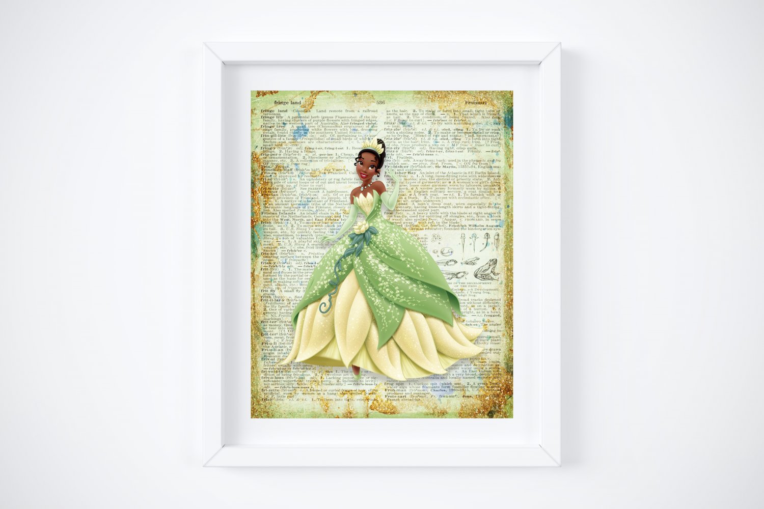 Tiana ~ Princess and the Frog Dictionary Digital Art Print ~ 8" x 10"
