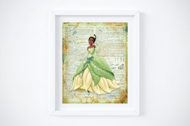 Tiana ~ Princess and the Frog Dictionary Digital Art Print ~ 8" x 10"