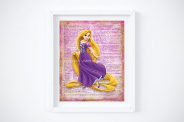 Rapunzel ~ Tangled Dictionary Digital Art Print ~ 8" x 10"