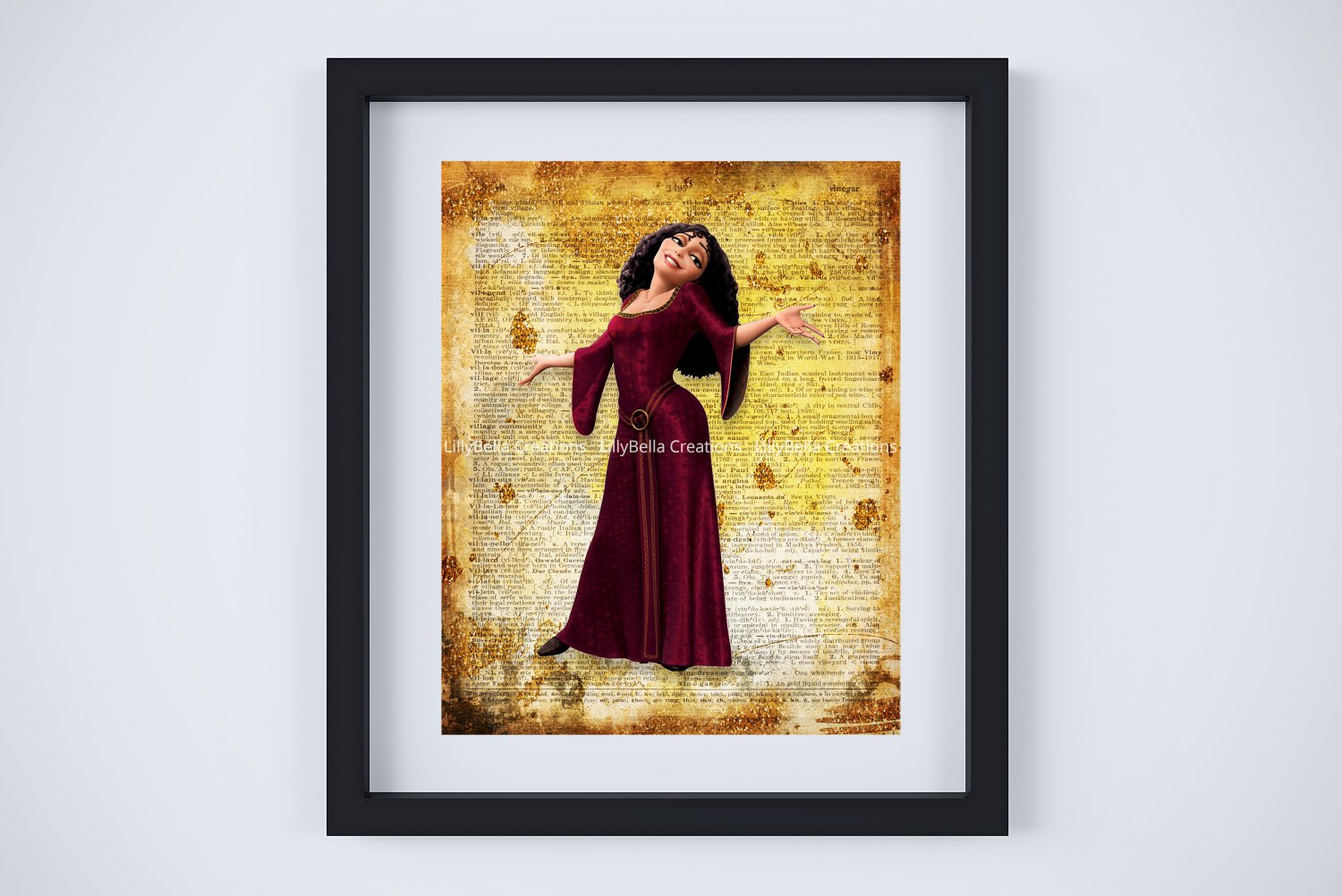 Mother Gothel - Rapunzel ~ Tangled Dictionary Digital Art Print ~ 8" x 10"