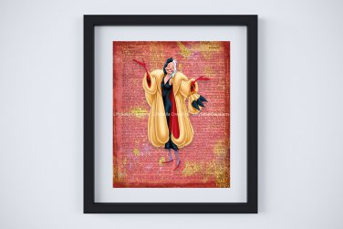 Cruella De Vil ~ 101 Dalmations Dictionary Digital Art Print ~ 8" x 10"